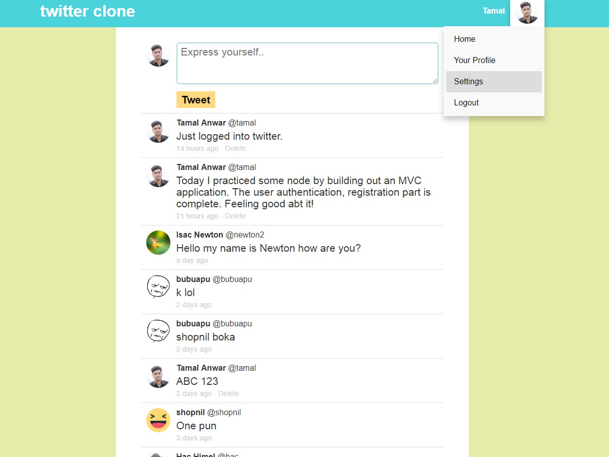twitter clone