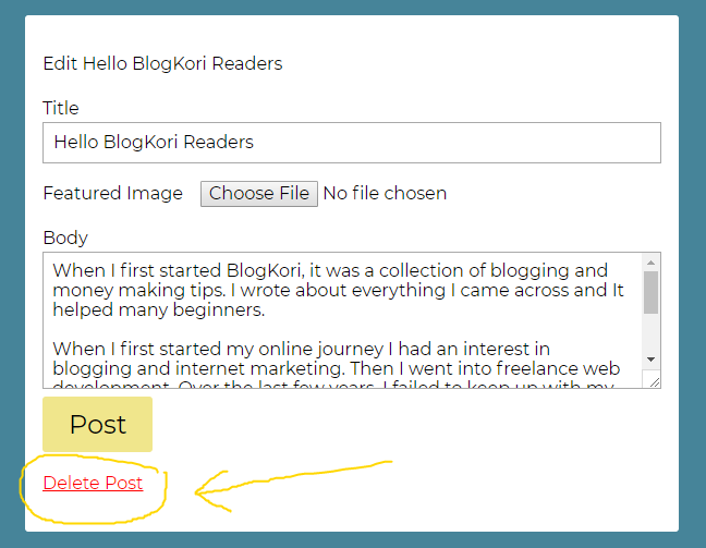 deleting post