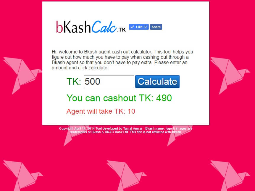 A simple Bkash fee calculator