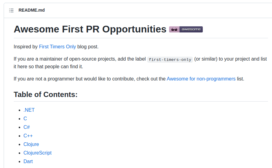 list of awesome projects to contribute