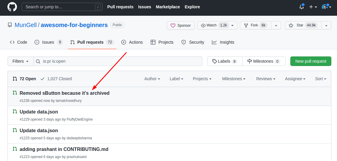 my pull request
